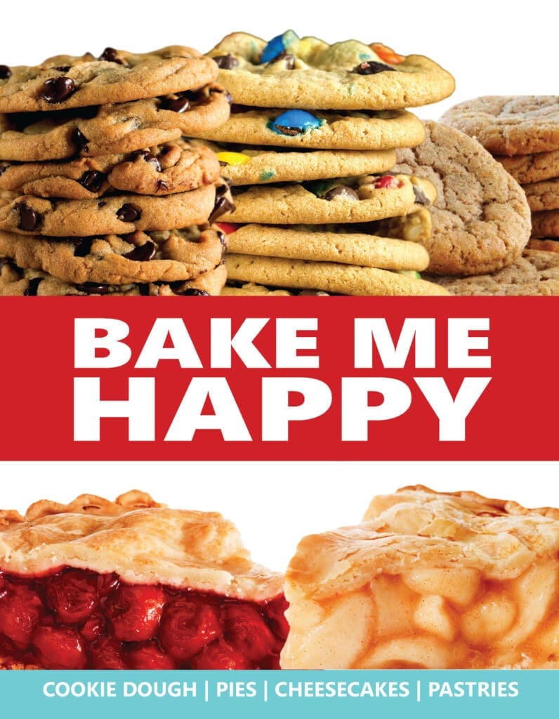 Fundraising with cookie dough, pies, cheesecake, and pastries.