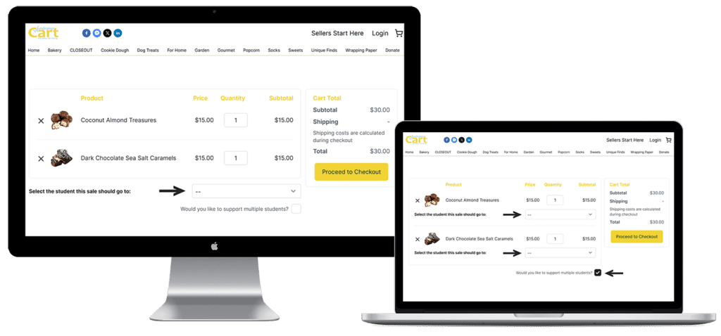 Online fundraising checkout page
